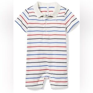 Janie and Jack Polo Striped Cotton Baby Romper Americana size 18-24 months